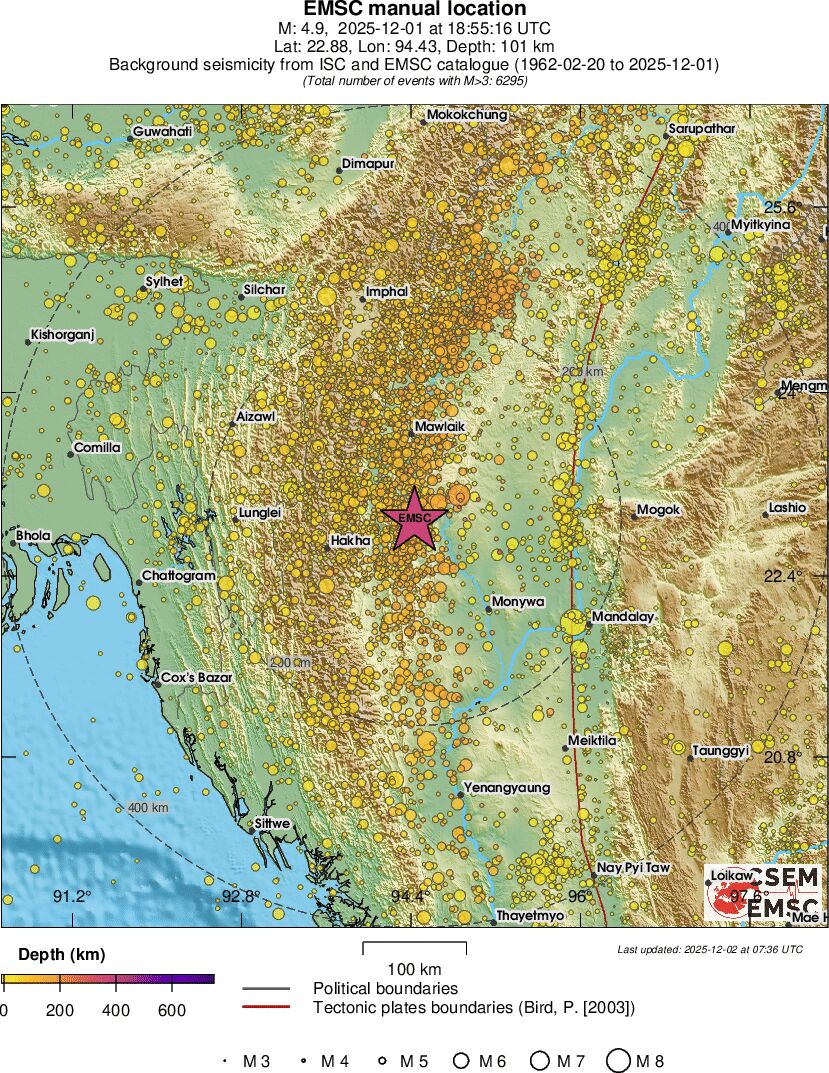 regional depth historical seismicity