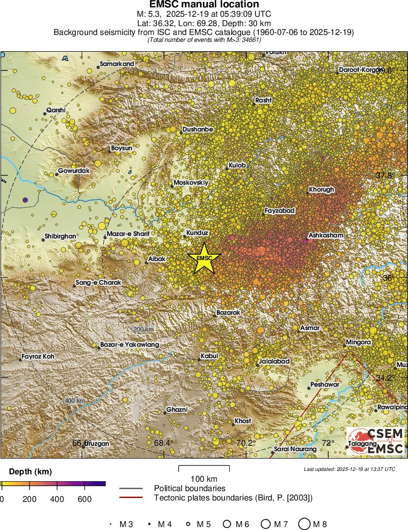 regional depth historical seismicity
