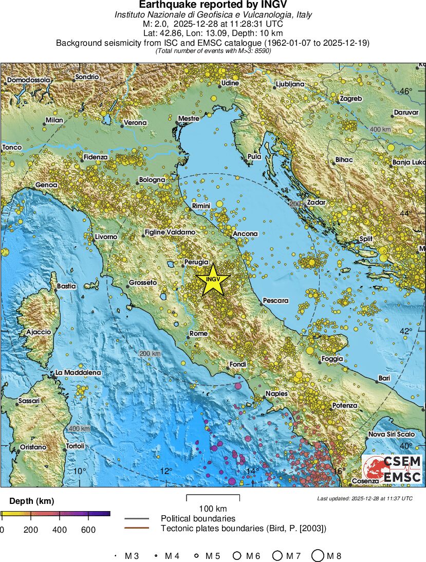 regional depth historical seismicity