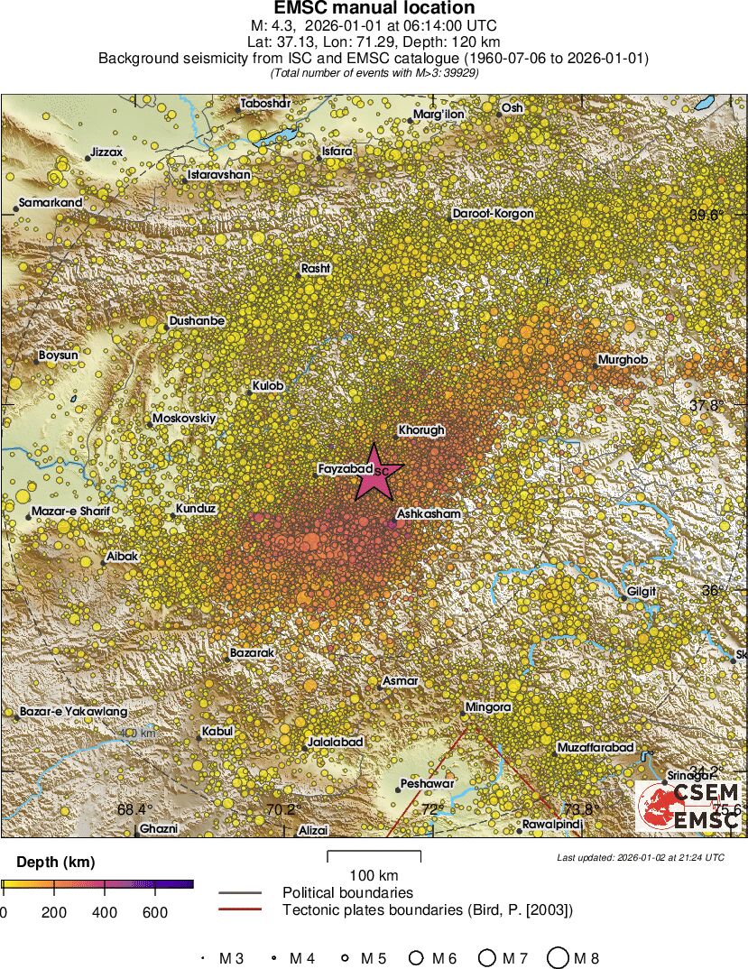 regional depth historical seismicity