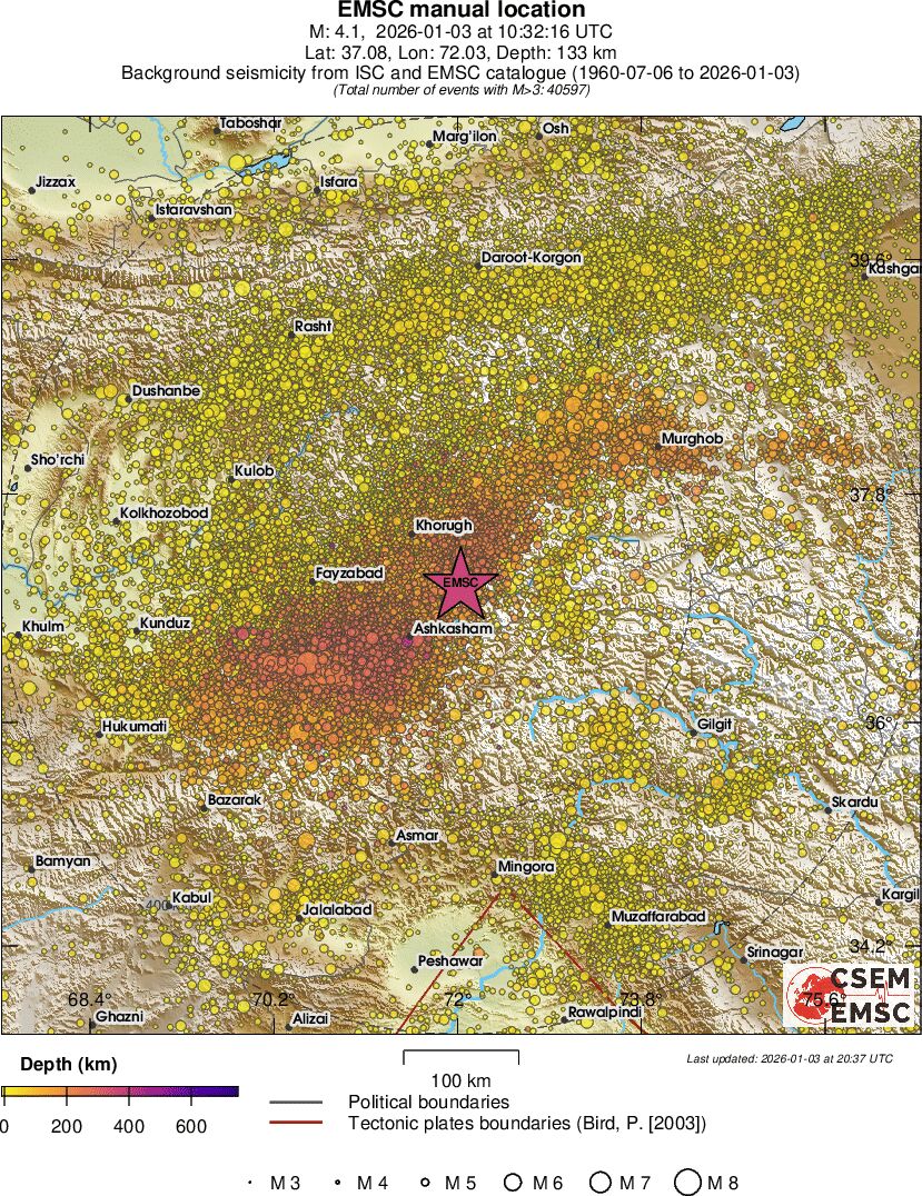regional depth historical seismicity