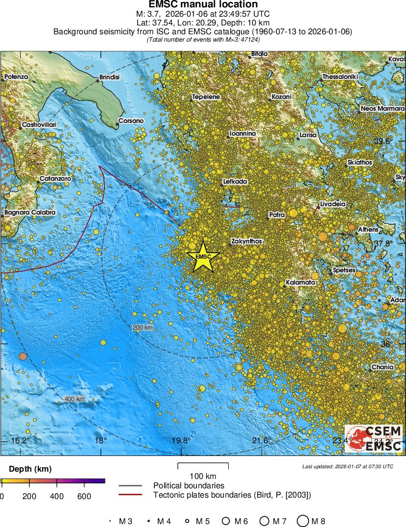 regional depth historical seismicity