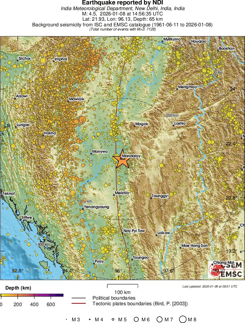 regional depth historical seismicity