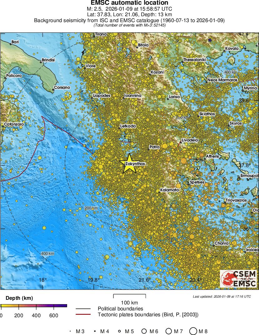 regional depth historical seismicity