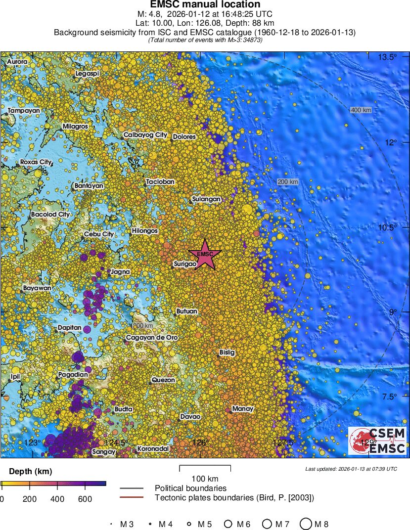 regional depth historical seismicity