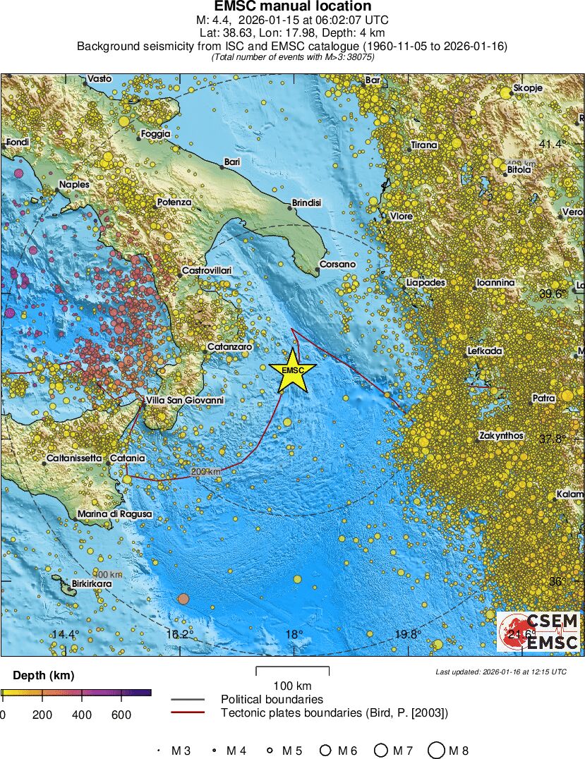 regional depth historical seismicity