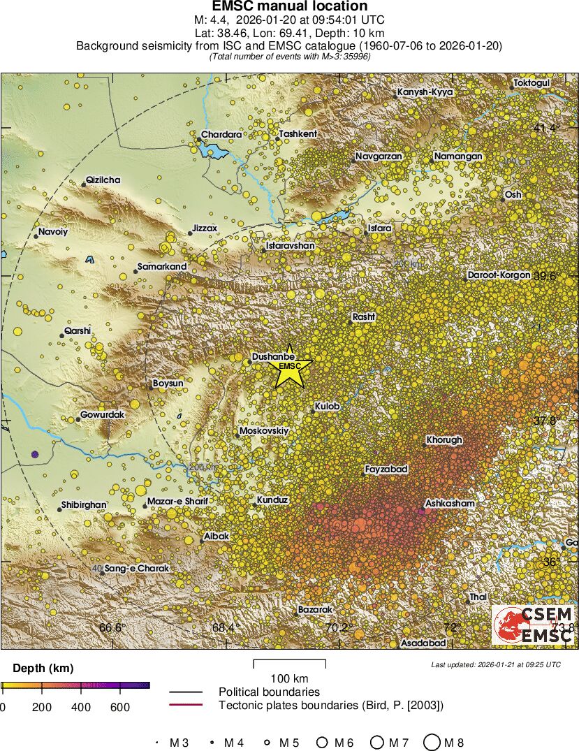regional depth historical seismicity
