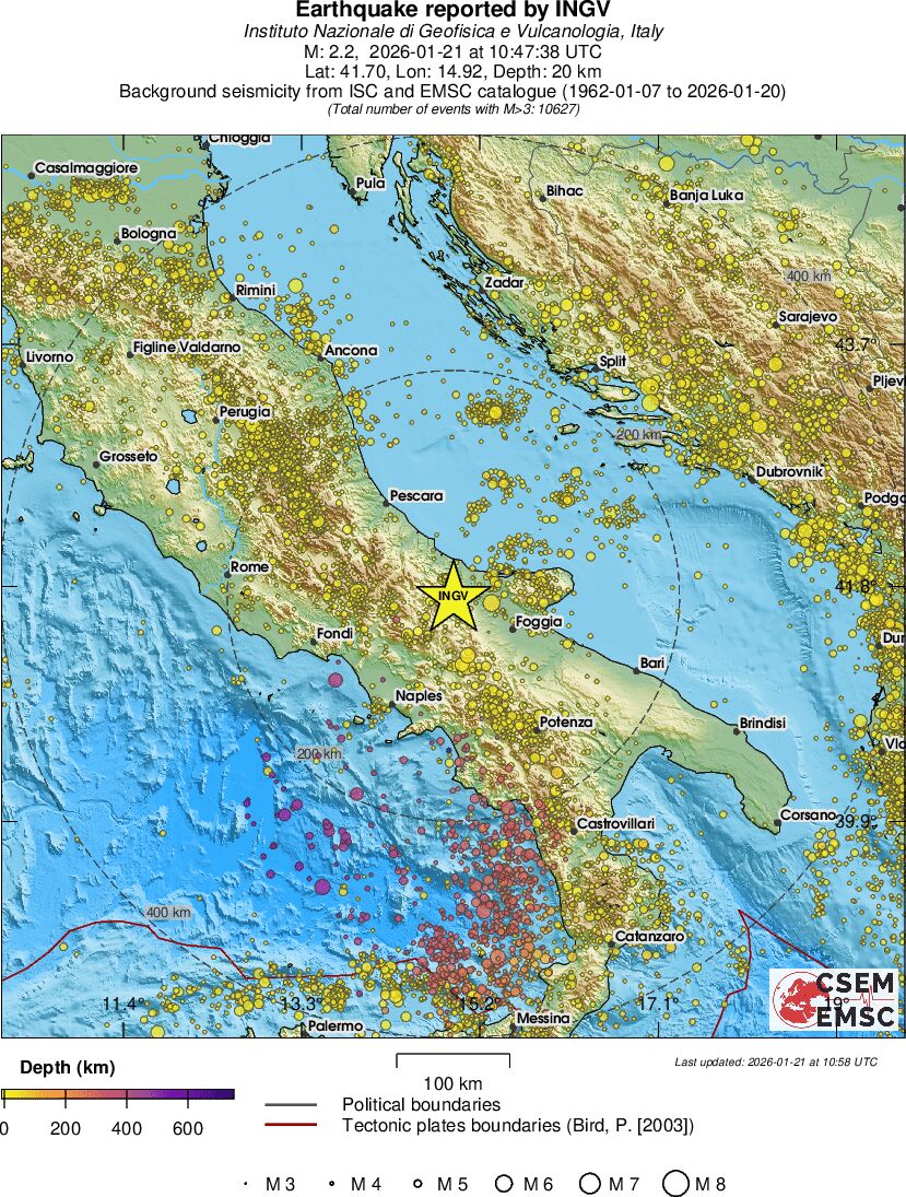regional depth historical seismicity