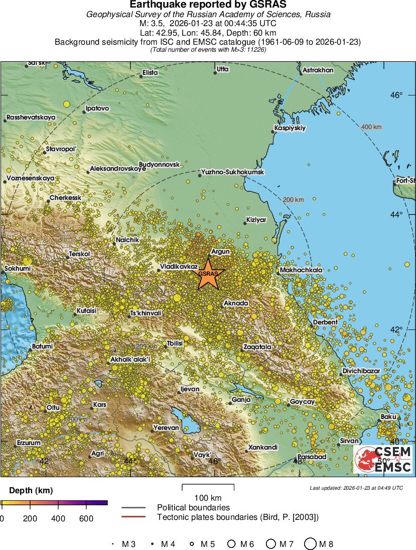 regional depth historical seismicity