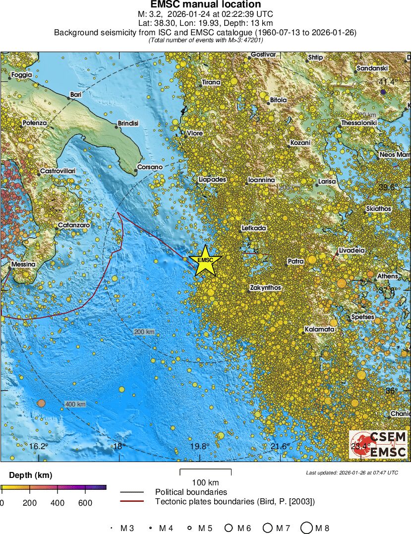 regional depth historical seismicity