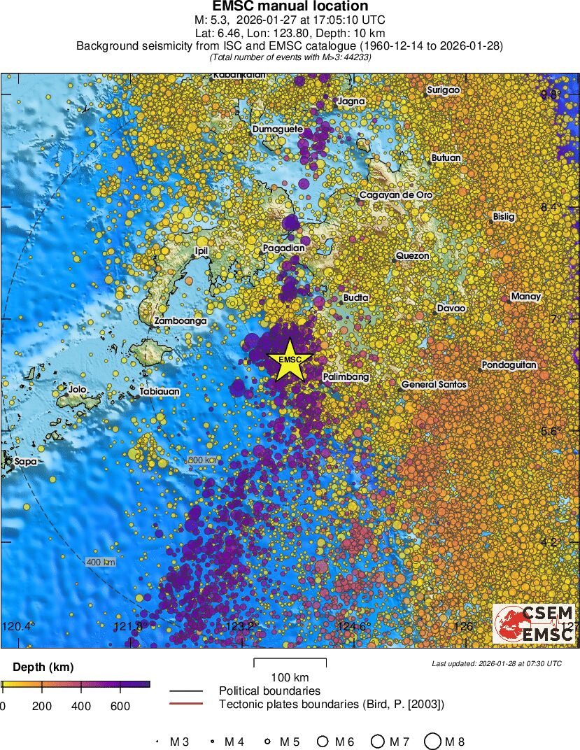 regional depth historical seismicity