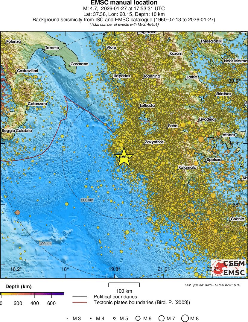 regional depth historical seismicity