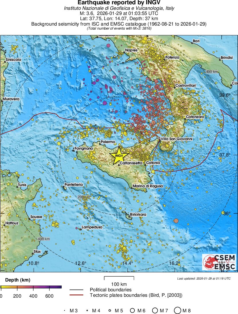 regional depth historical seismicity