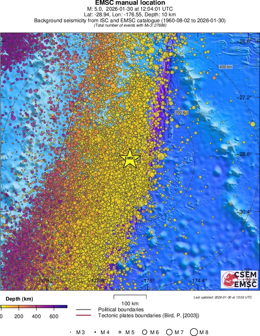regional depth historical seismicity