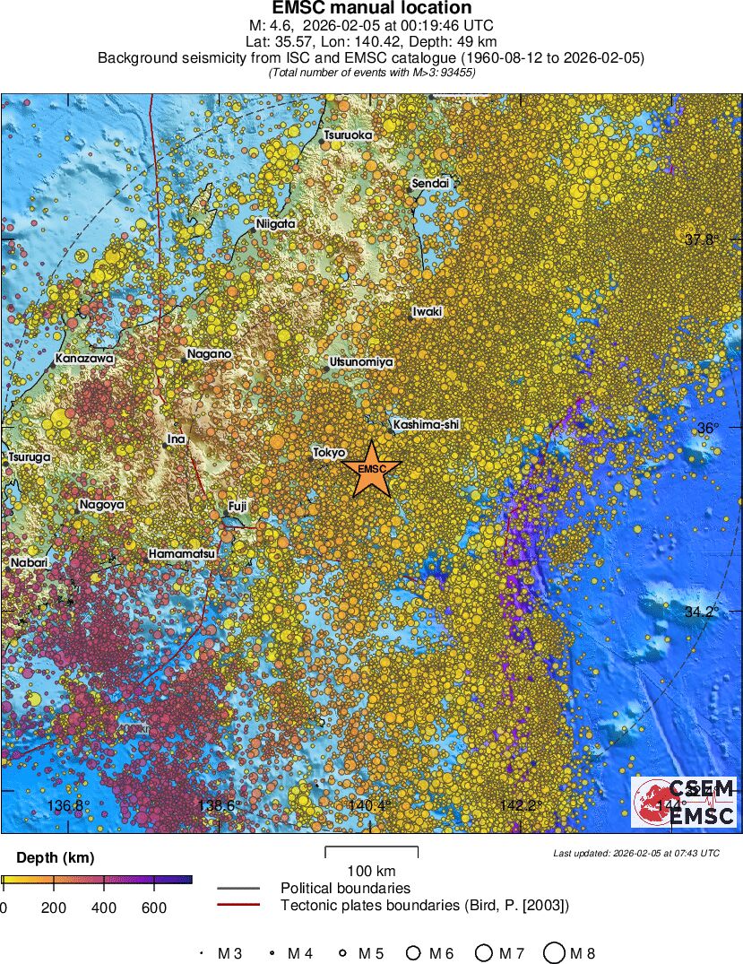 regional depth historical seismicity