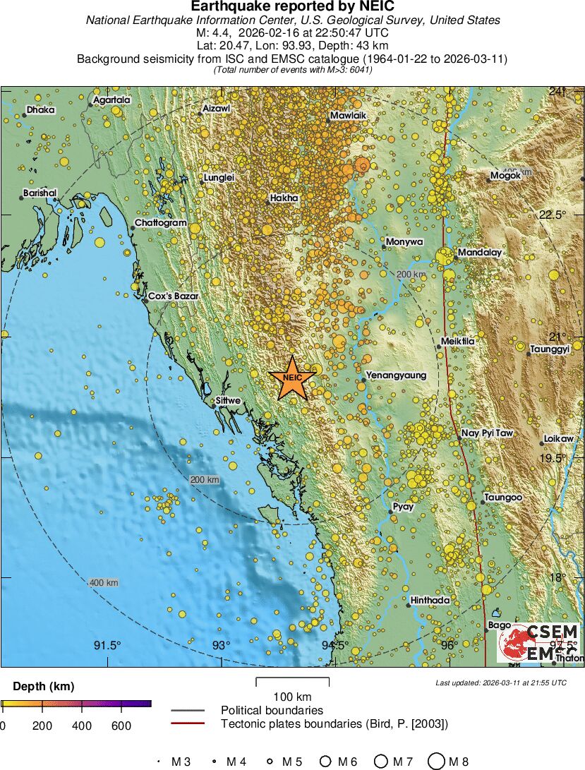 regional depth historical seismicity