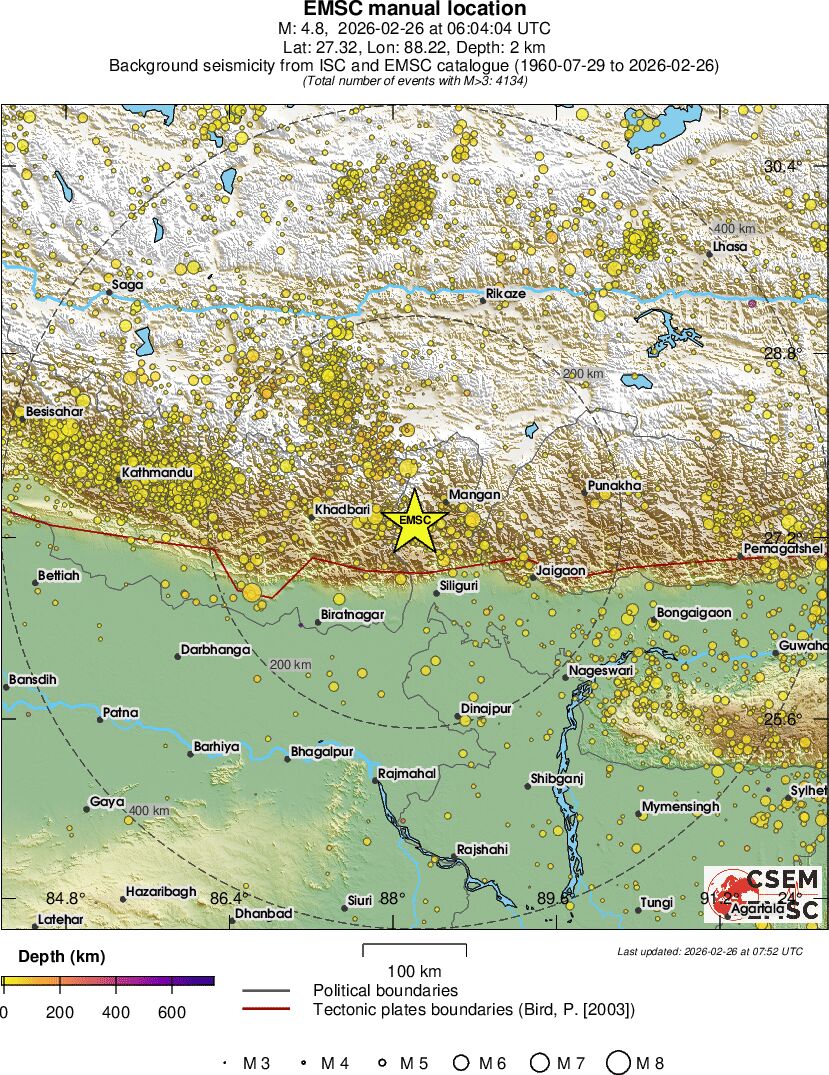 regional depth historical seismicity