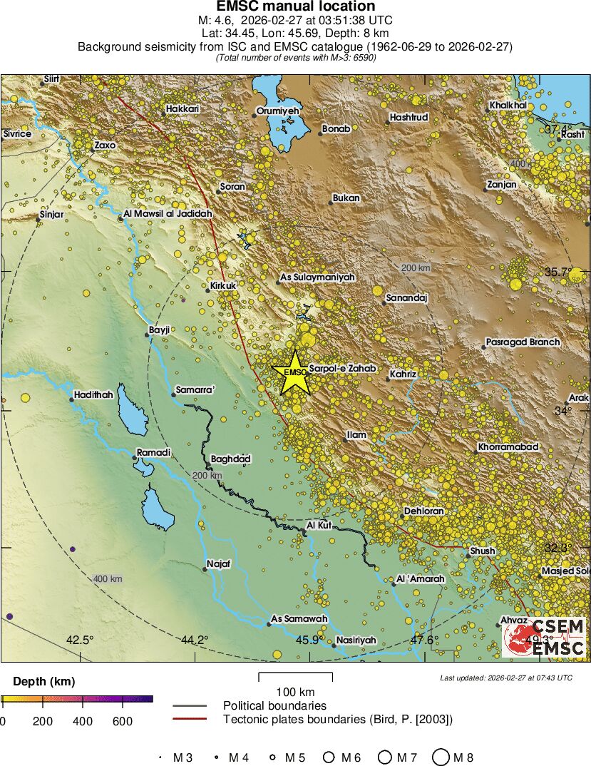 regional depth historical seismicity