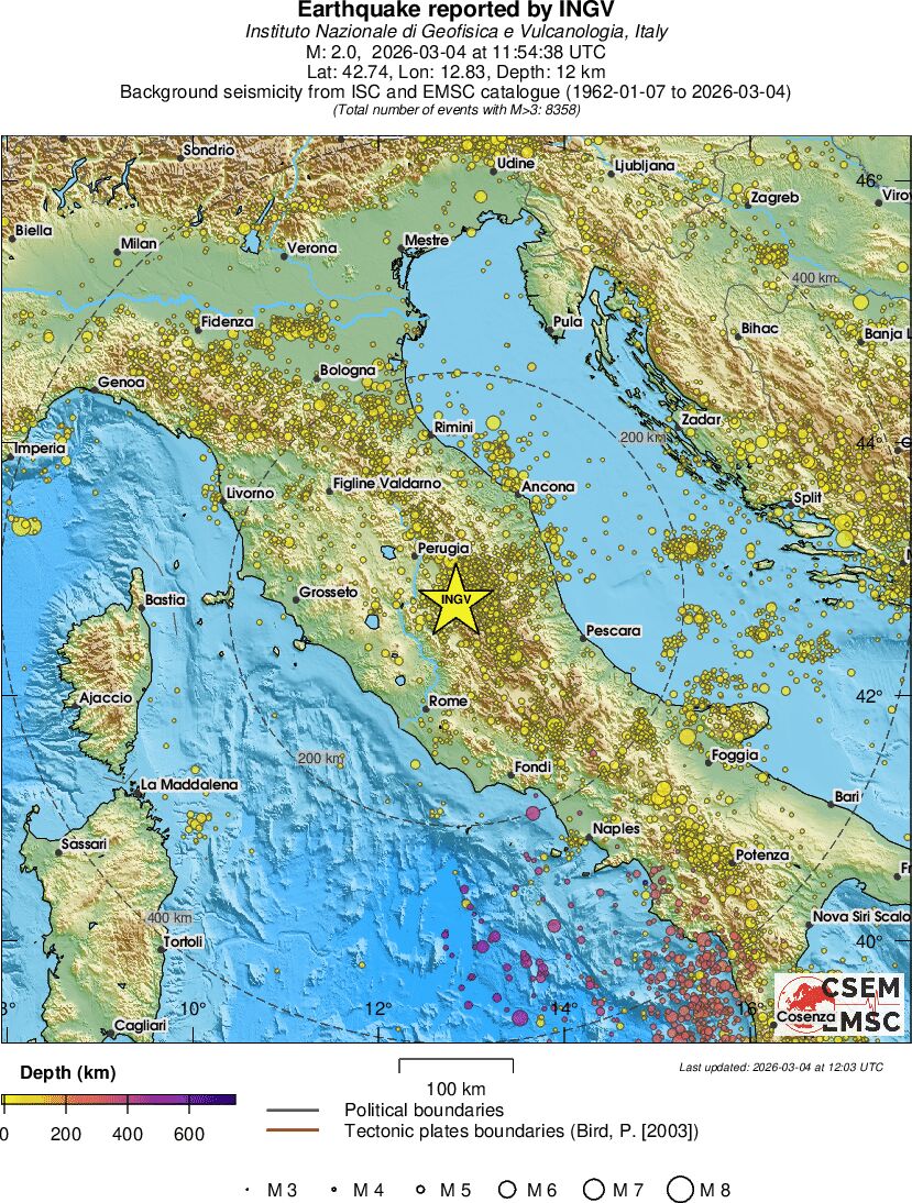 regional depth historical seismicity