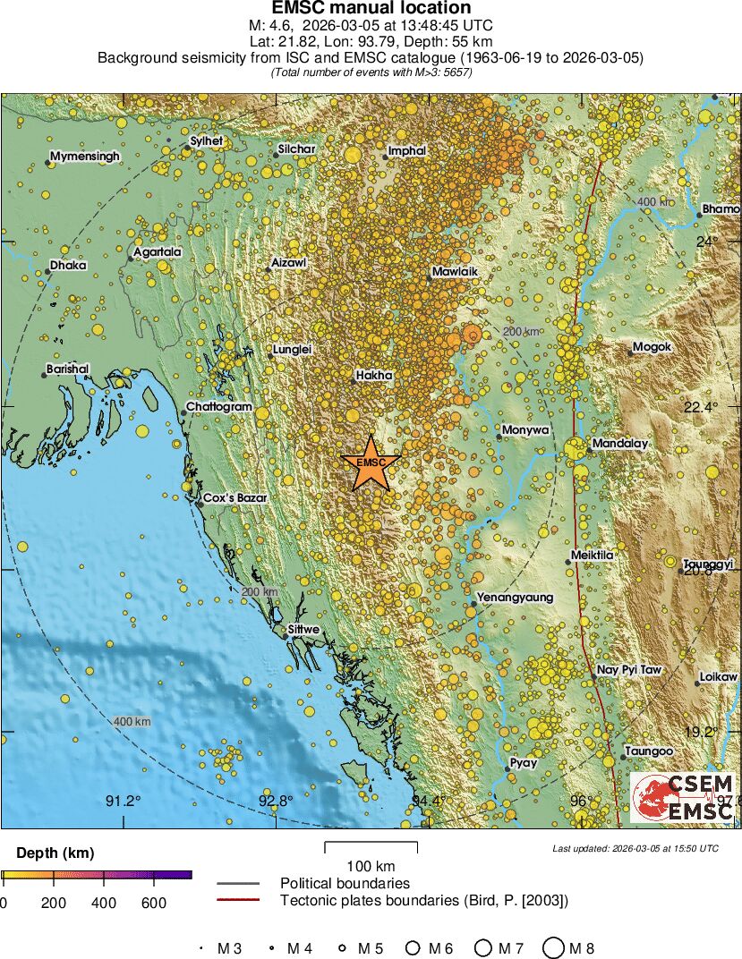 regional depth historical seismicity