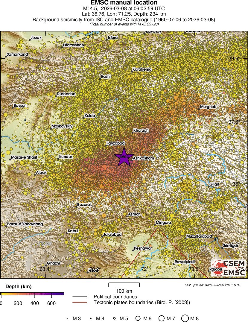 regional depth historical seismicity