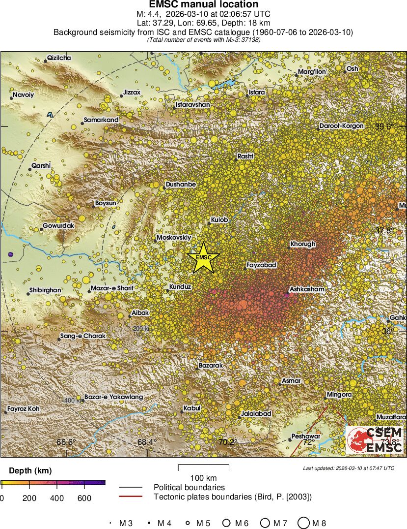 regional depth historical seismicity