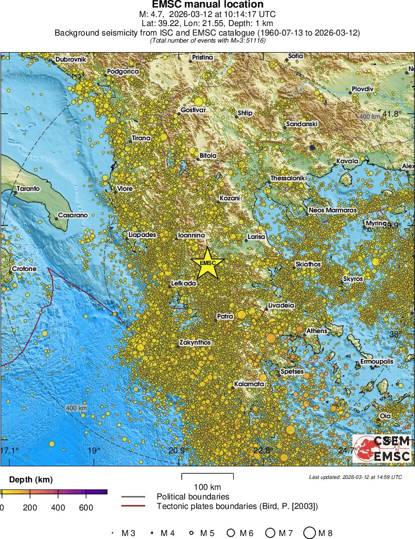regional depth historical seismicity