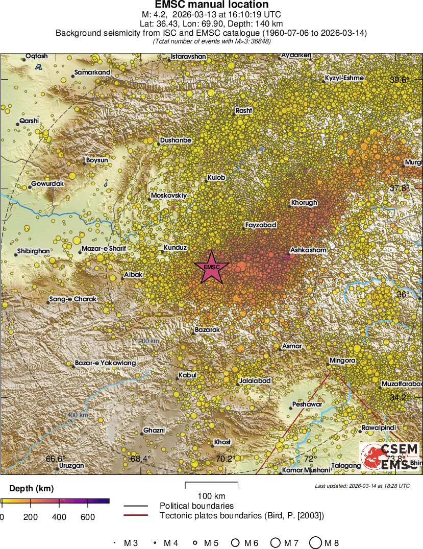 regional depth historical seismicity