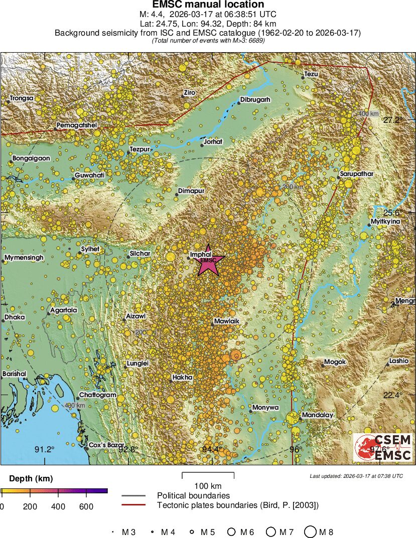 regional depth historical seismicity