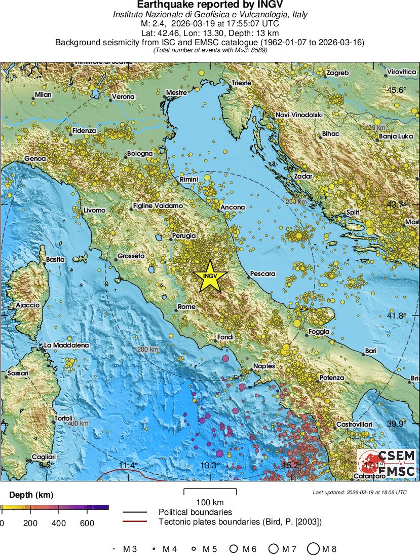 regional depth historical seismicity