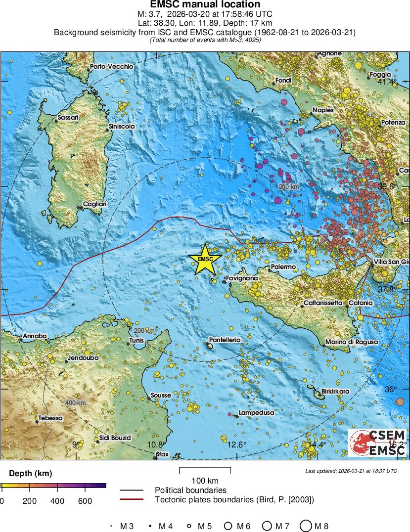 regional depth historical seismicity