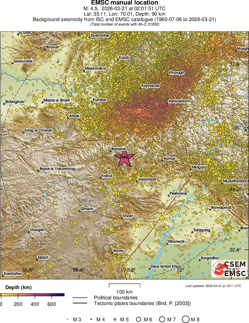 regional depth historical seismicity