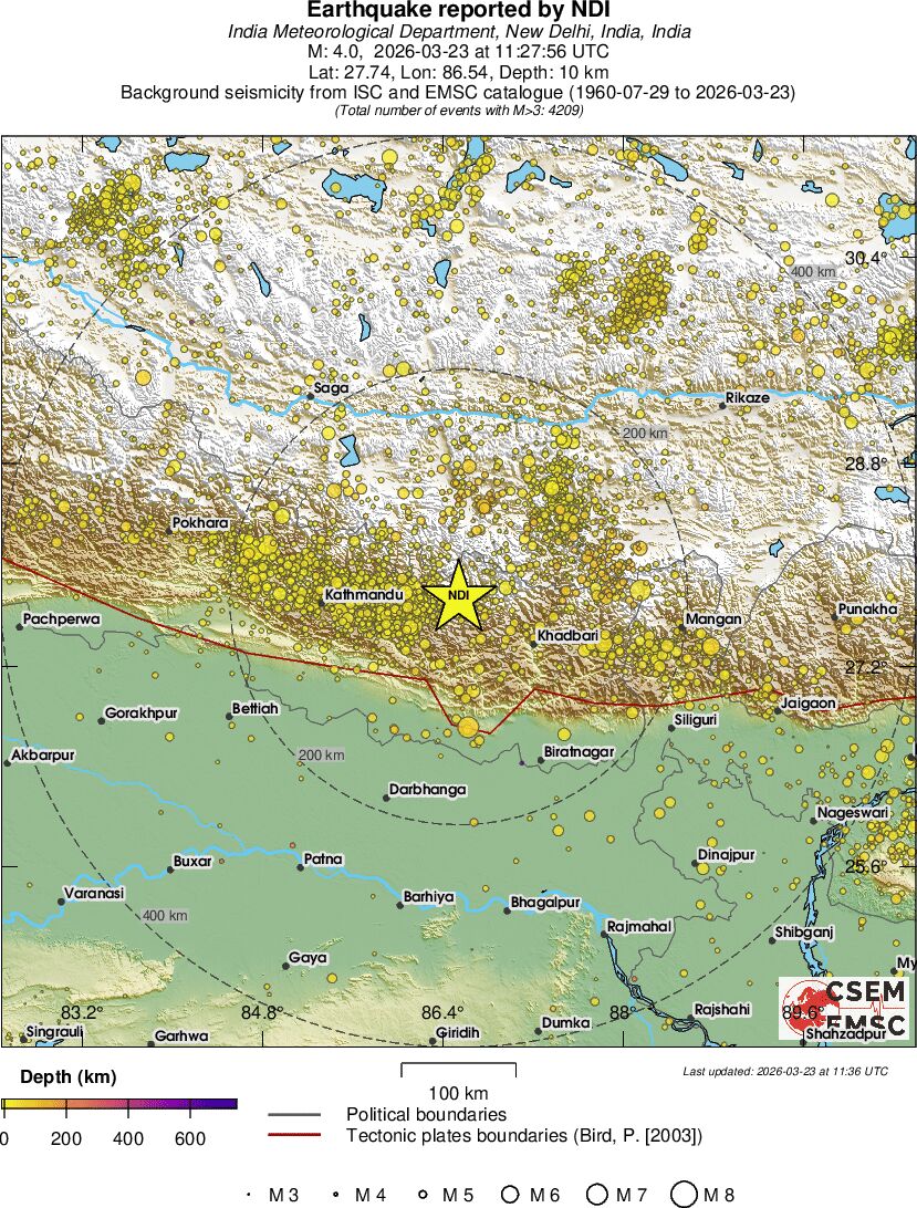 regional depth historical seismicity