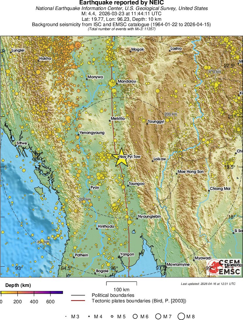 regional depth historical seismicity