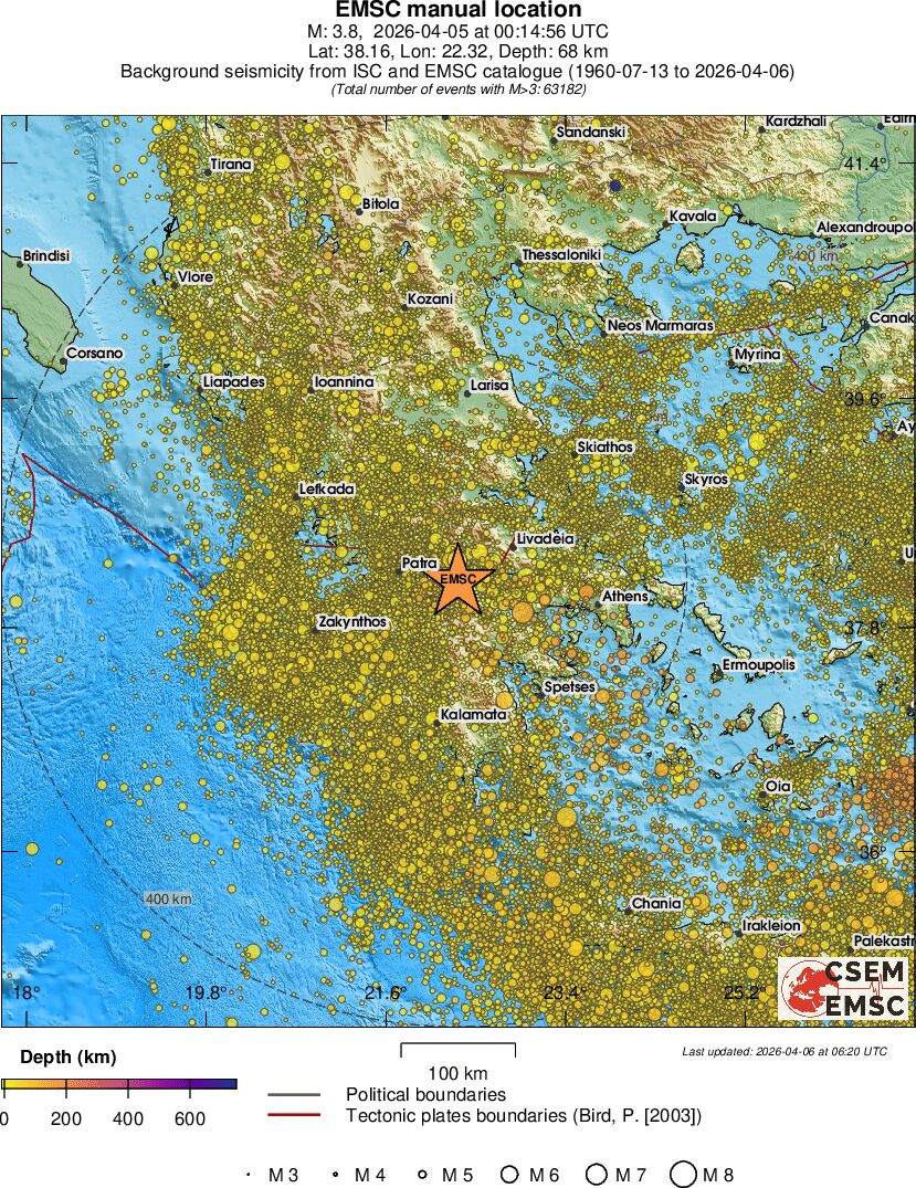 regional depth historical seismicity