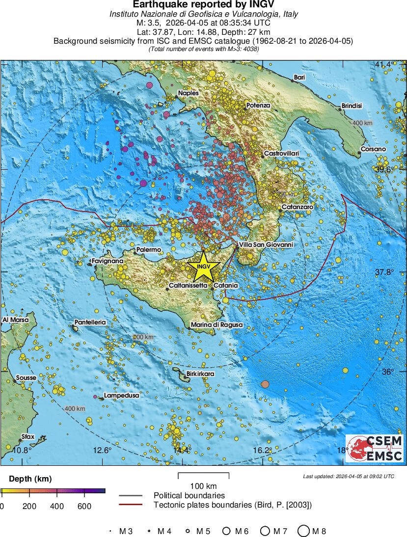 regional depth historical seismicity