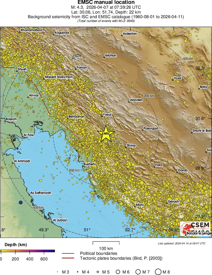 regional depth historical seismicity