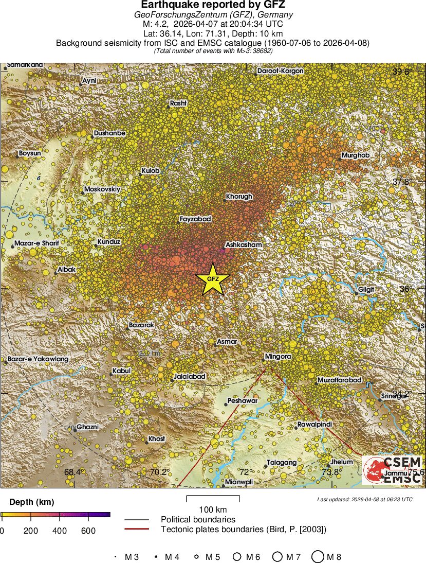 regional depth historical seismicity