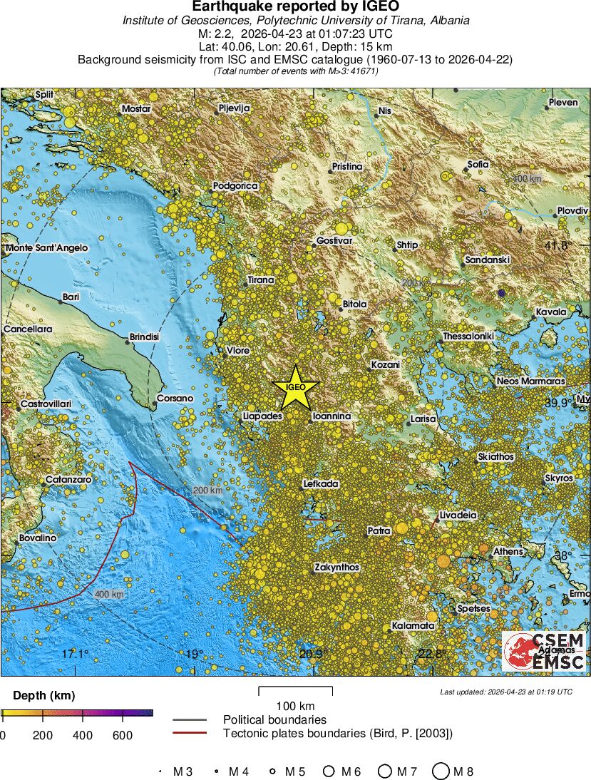 regional depth historical seismicity