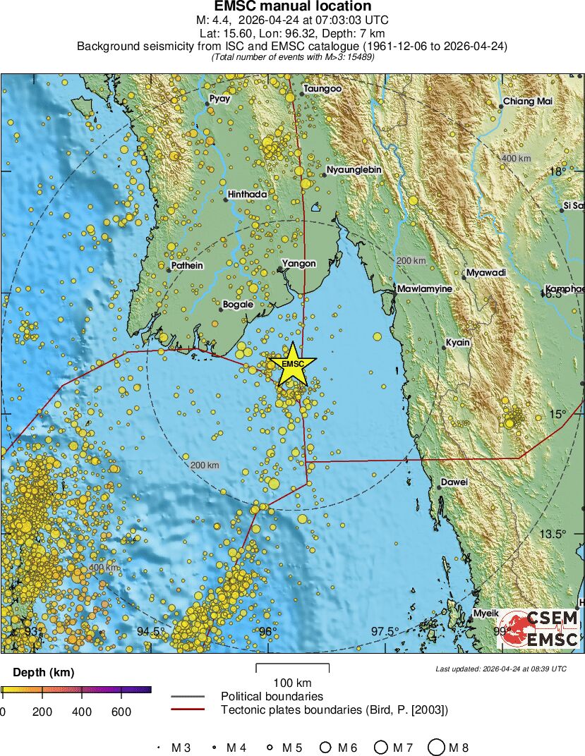 regional depth historical seismicity