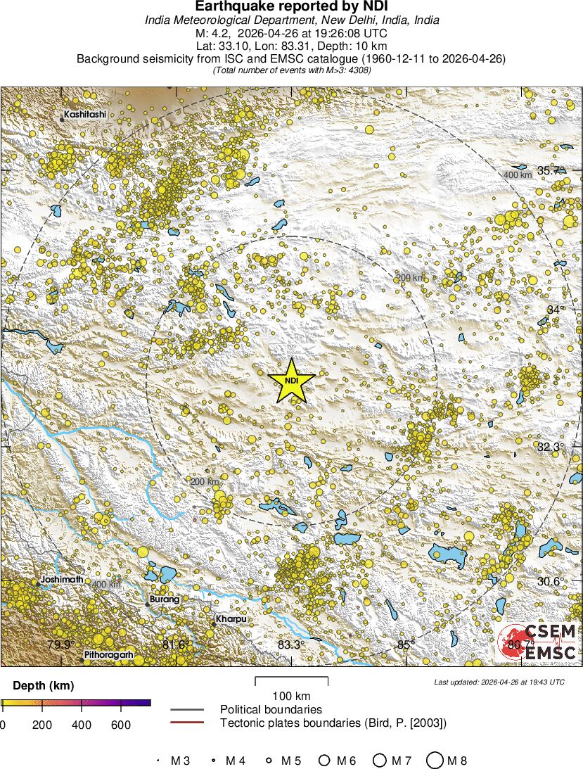 regional depth historical seismicity