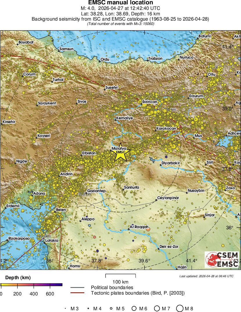 regional depth historical seismicity