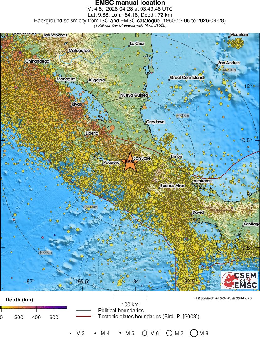 regional depth historical seismicity