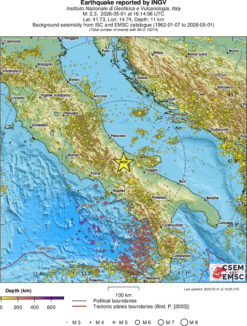 regional depth historical seismicity