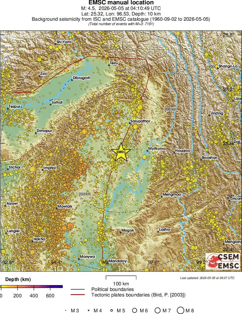 regional depth historical seismicity