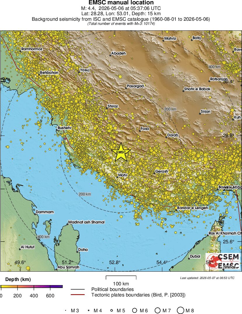 regional depth historical seismicity