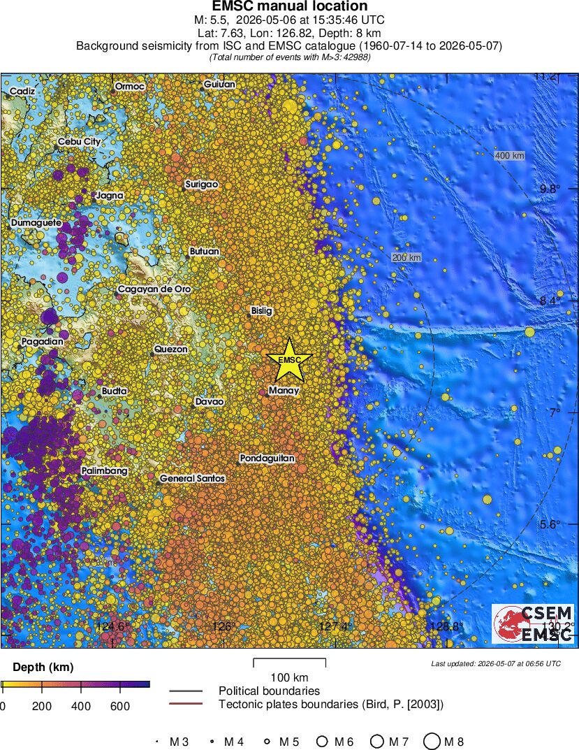 regional depth historical seismicity