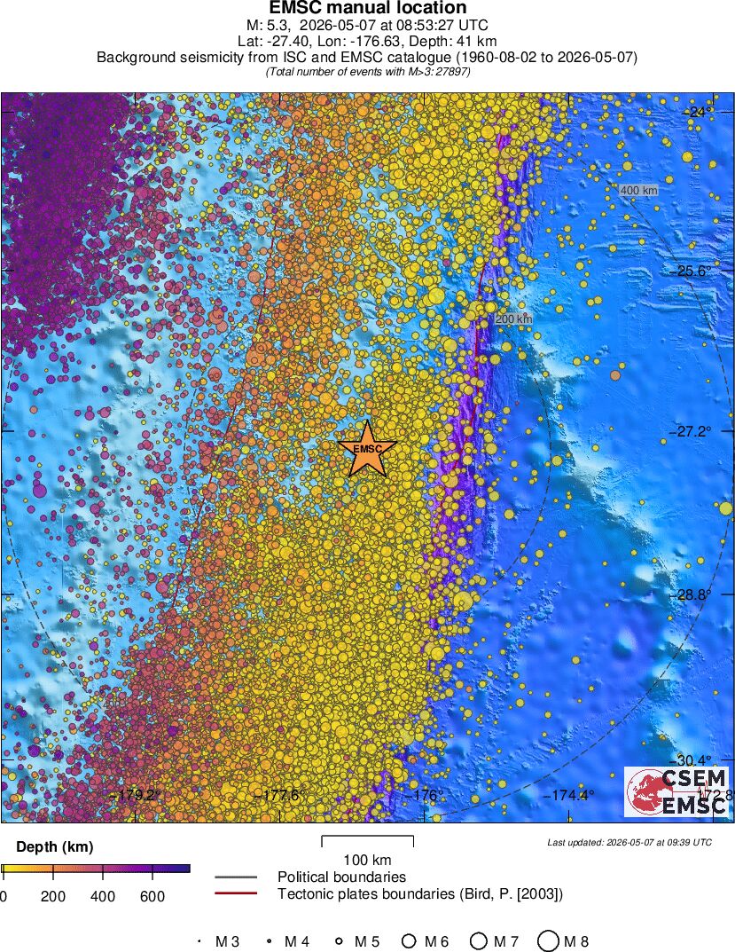 regional depth historical seismicity
