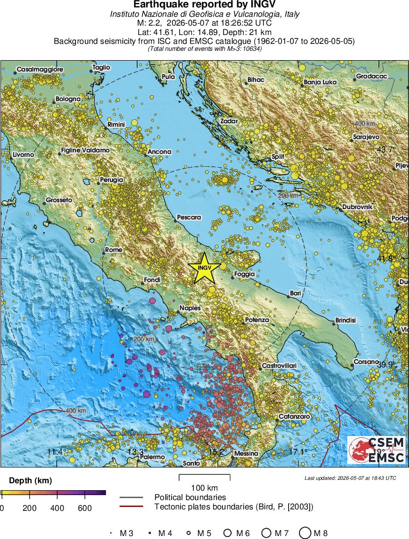 regional depth historical seismicity
