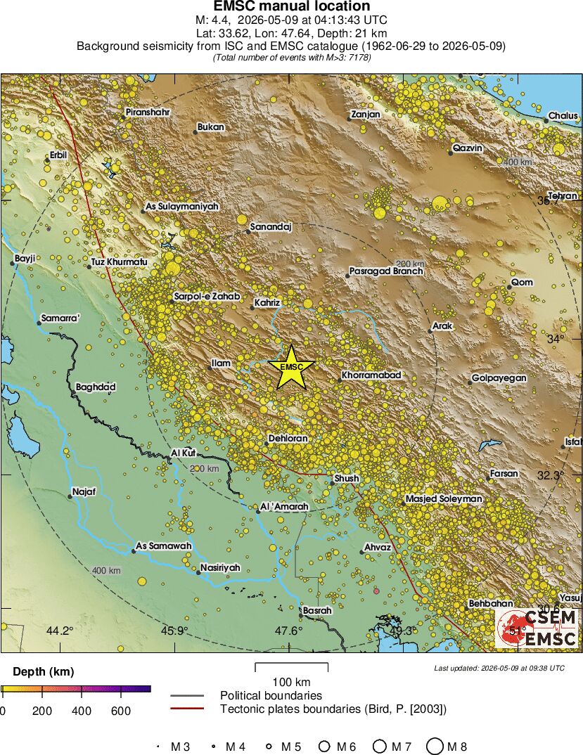 regional depth historical seismicity